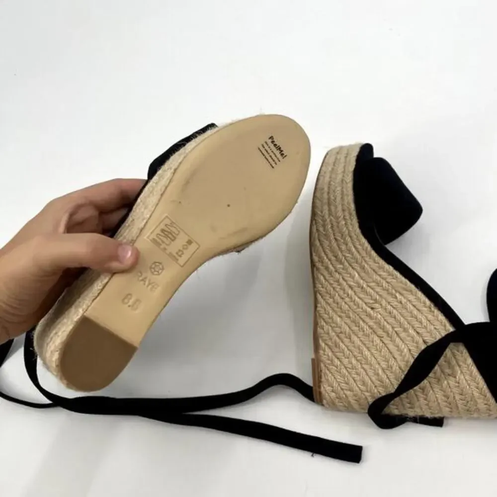 Raye 8.5 Black Wedge lace up‎ espadrilles